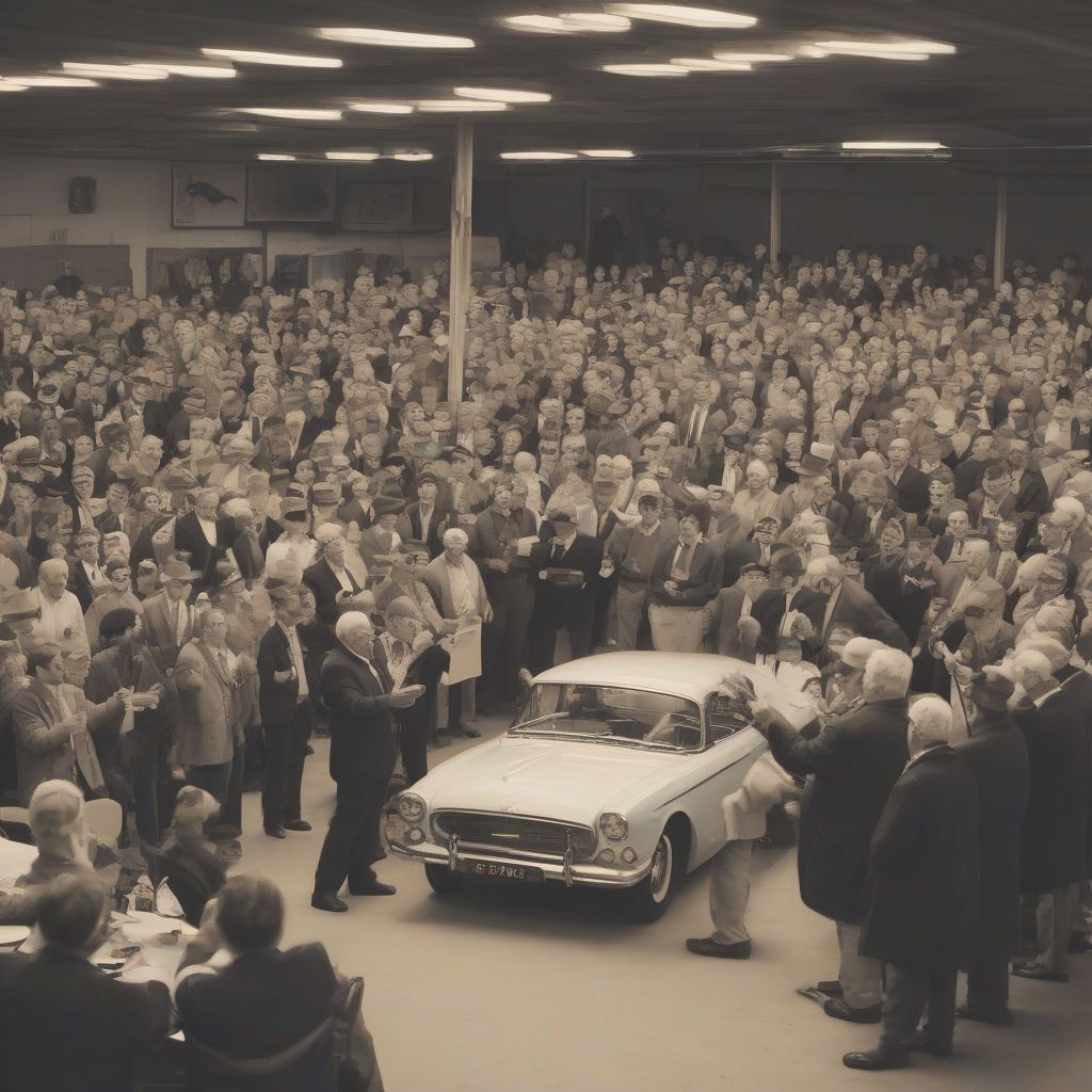 A classic car auction in progress