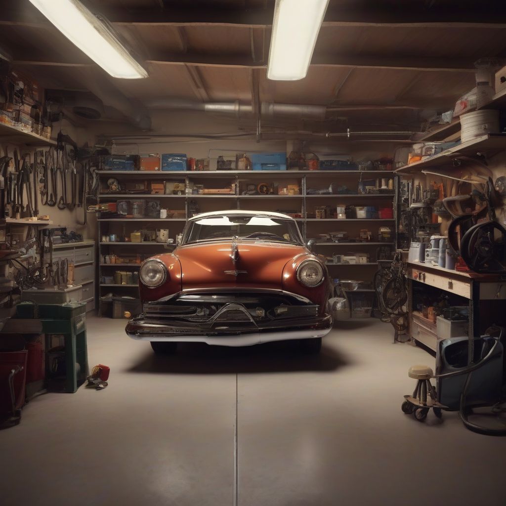 Classic Car in Garage