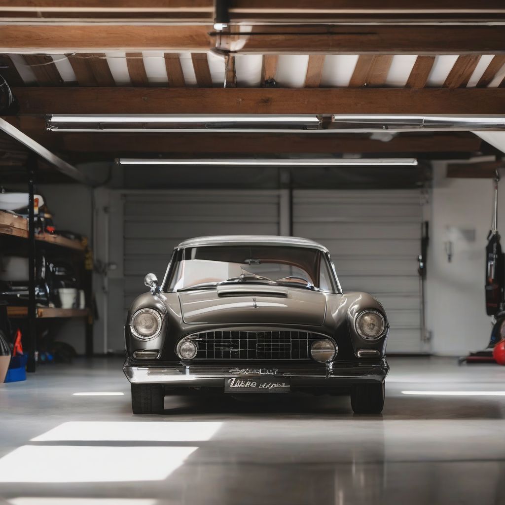 Classic Car In Garage